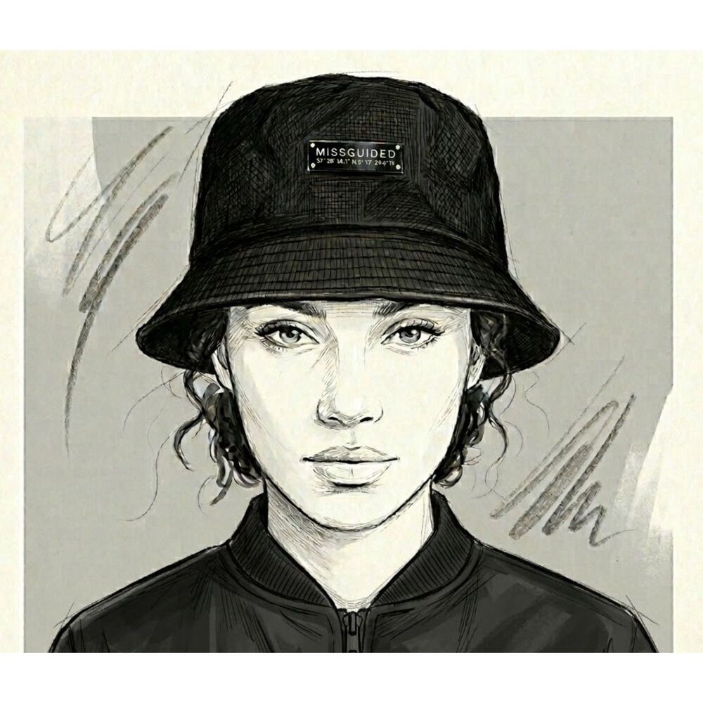 Missguided Black Nylon Bucket Hat 90s Vintage Aesthetic Streetwear NWT
